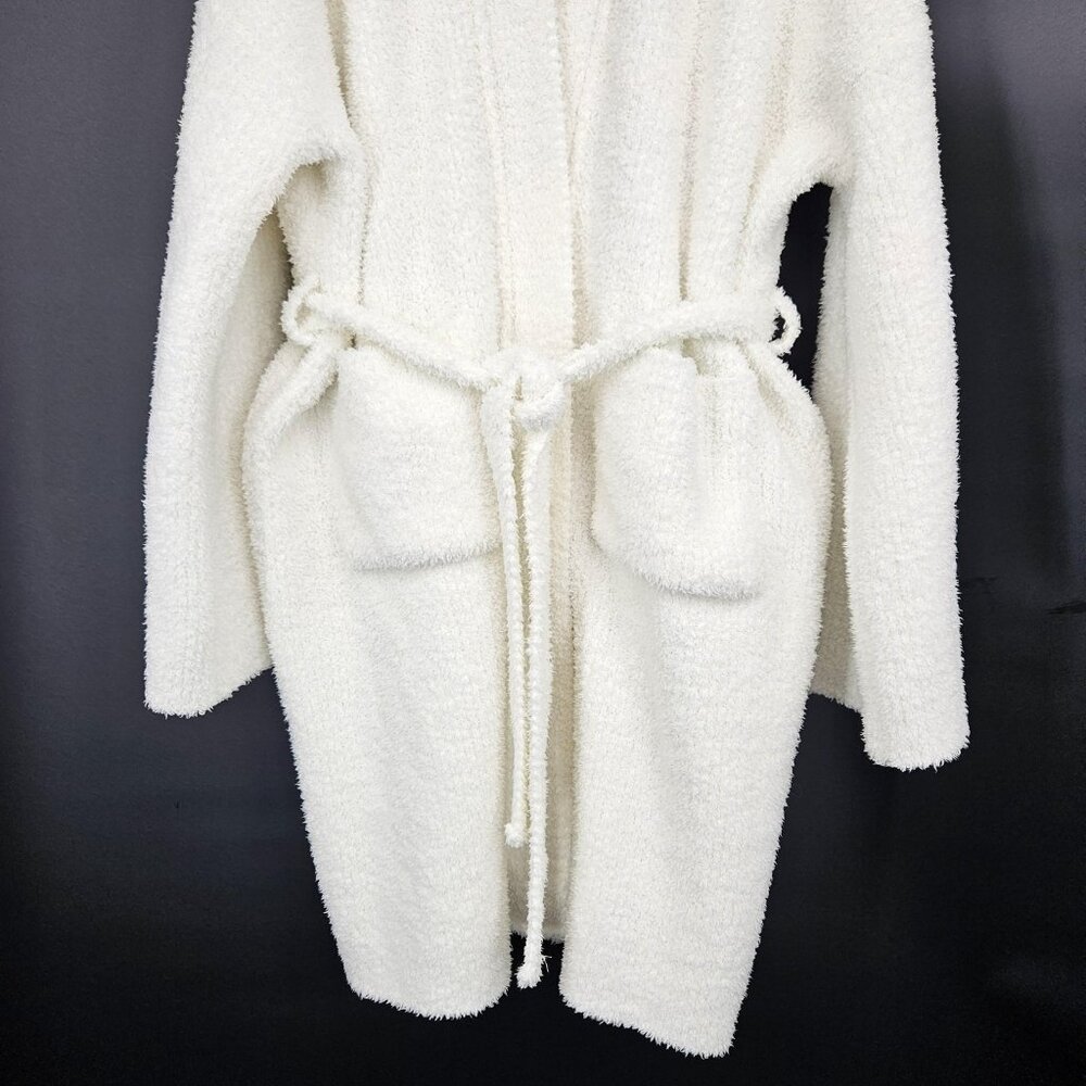 Robe Womens Large White Sherpa Fleece Belted Pockets Cozy Lounge Thick Plush - Picture 5 of 14